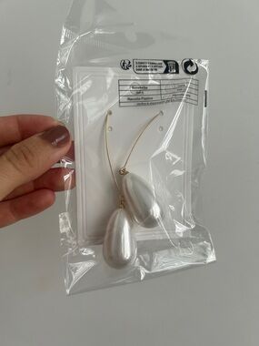 Elegant White Pearl Drop Earrings with Gold Hooks